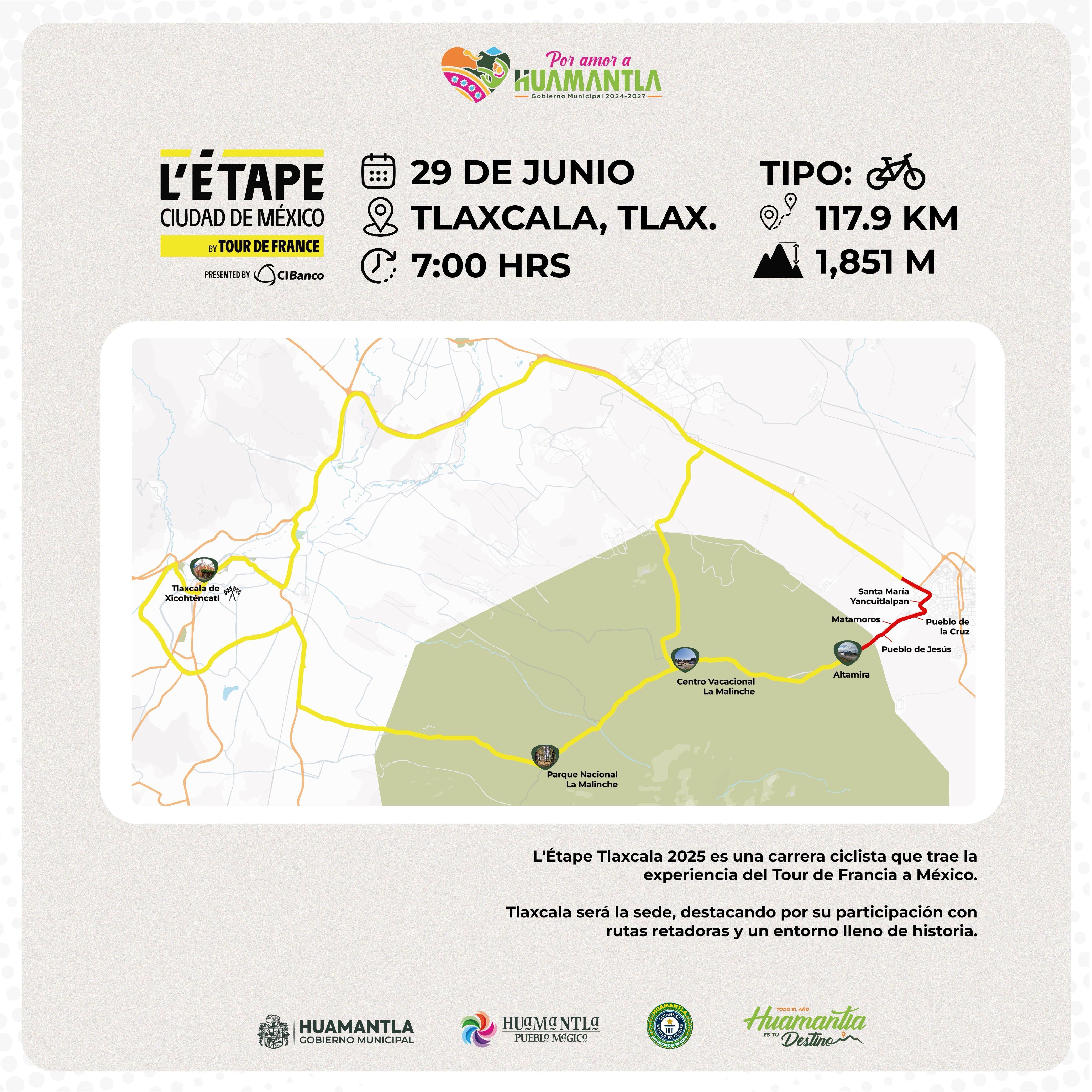 Huamantla formará parte de la ruta de la Carrera Ciclista L’Étape Tlaxcala by Tour de France